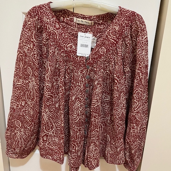 Free People Peasant Blouse Cranberry - Picture 1 of 3